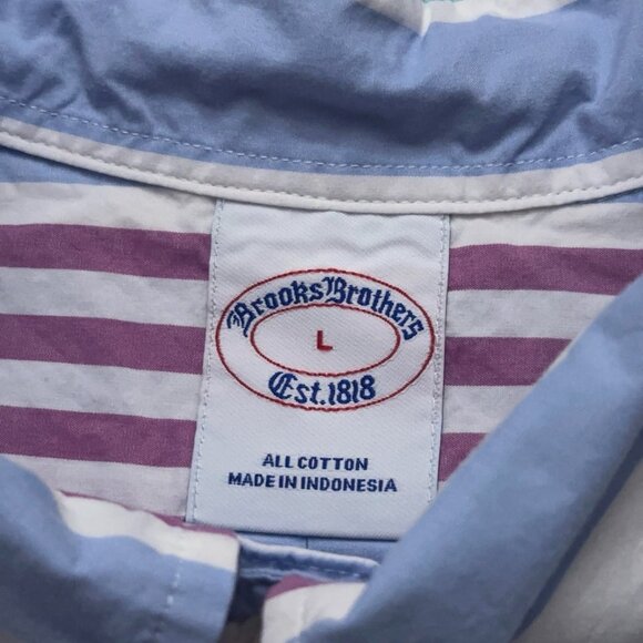 Brooks Brothers Shirt Mens Size L Short Sleeve Button Colorblock Multicolor - Picture 4 of 5